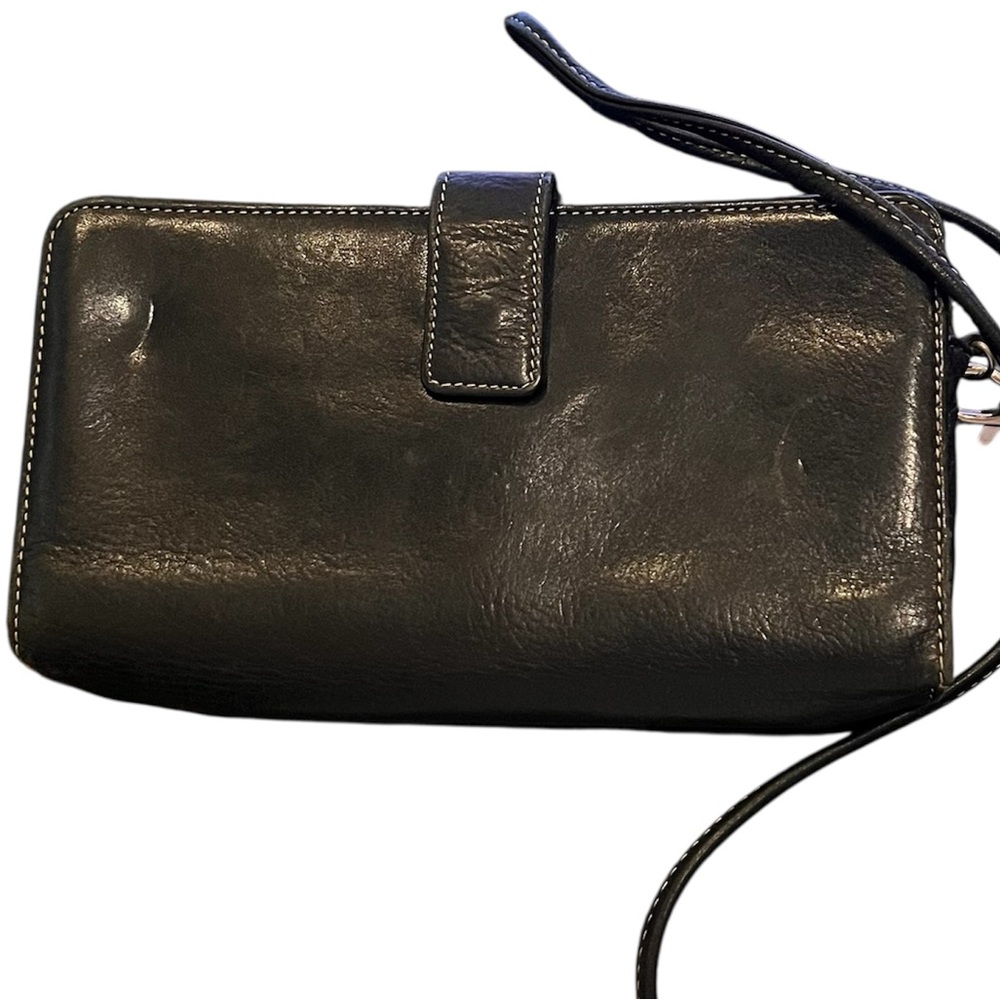 Osgoode Marley Black Leather Bifold Zip Wallet Crossbody